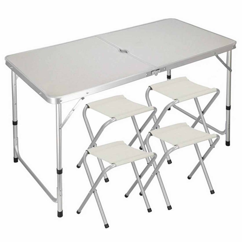LEADZM Table Pliante Rectangulaire Blanche 70x50x60cm - Table Camping Portable Barbecue Jardin