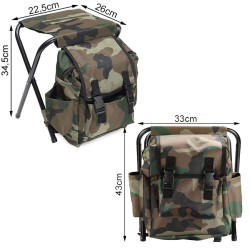 Sac à Dos 3 en 1 avec Tabouret Pliant CAMO RELOAD CAMP